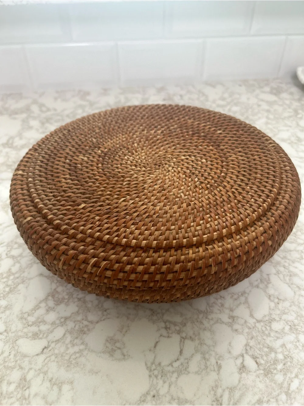 Woven Rattan Decorative Lidded Box - Brown